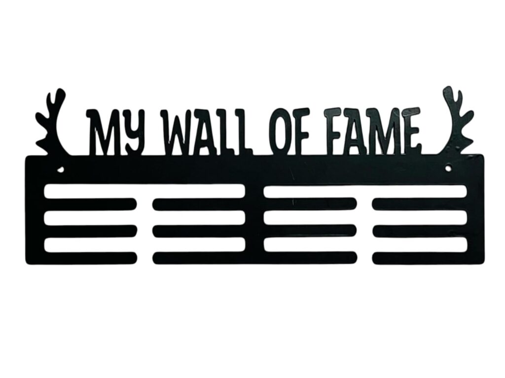 Medal Display Hanger "My Wall of Fame" Design Medal Holder with Silhouette Design 3-Tier Wall Mount Black Gift for Kids Athletes SportsPerson