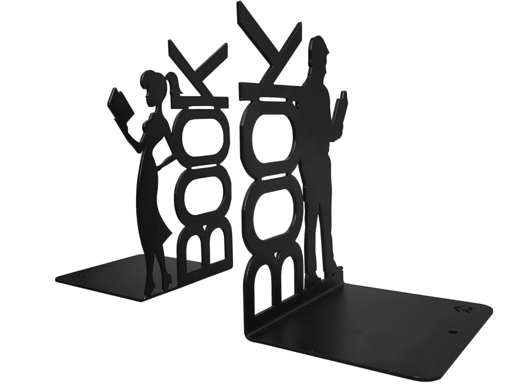 Metal Decorative Bookend Book Holder | Decorative Non-Skid Book Stopper for Heavy Books (Couple Book) Pack of 2