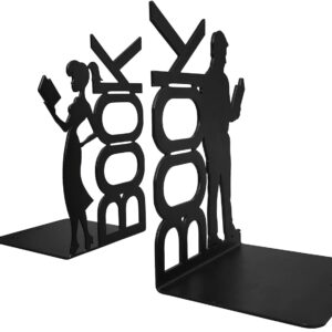 Metal Decorative Bookend Book Holder | Decorative Non-Skid Book Stopper for Heavy Books (Couple Book) Pack of 2