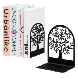 Metal Decorative Bookend Book Holder | Decorative Non-Skid Book Stopper for Heavy Books (Tree)