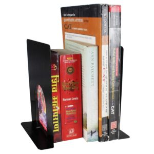Metal Decorative Bookend Book Holder | Decorative Non-Skid Book Stopper for Heavy Books (Rectangle) Pack of 2