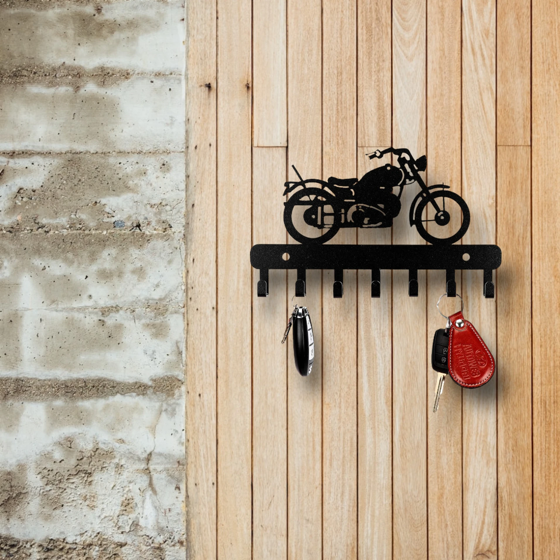 METAL CUT DESIGNER/DURABLE BIKE Iron Key Holder (7 Hooks, Black) - Image 3