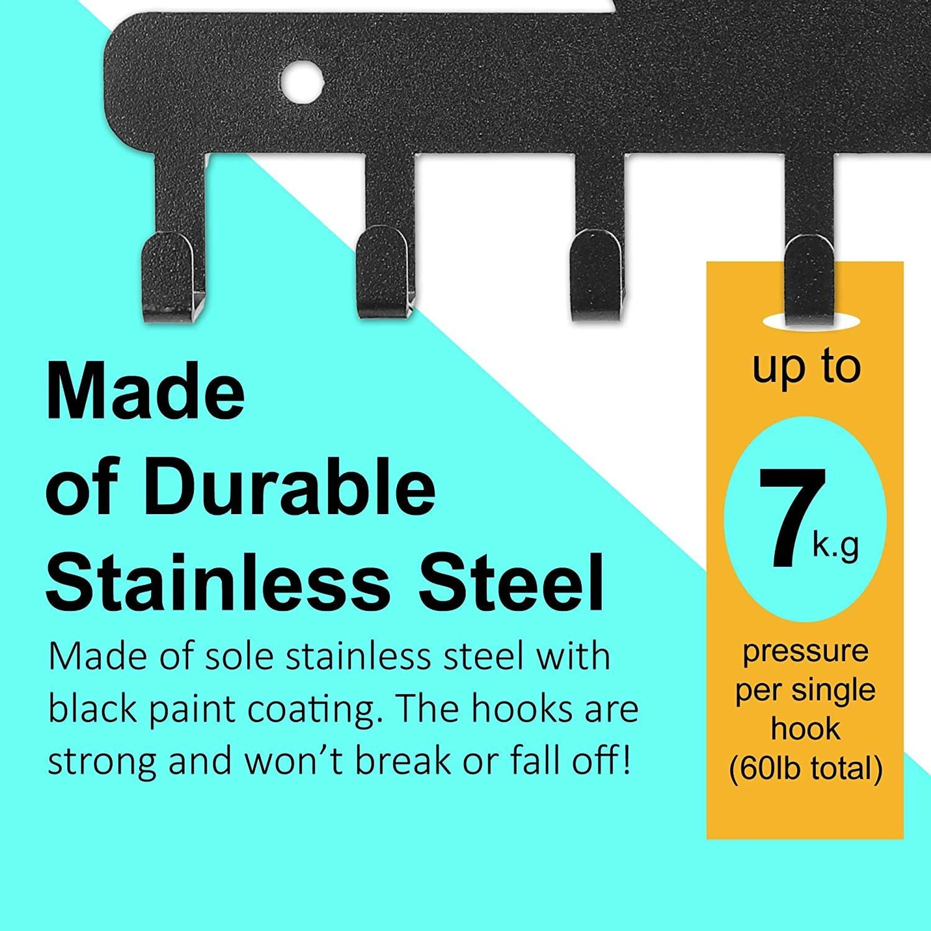 METAL CUT DESIGNER/DURABLE BIKE Iron Key Holder (7 Hooks, Black) - Image 2