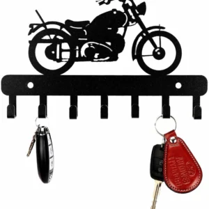 METAL CUT DESIGNER/DURABLE BIKE Iron Key Holder (7 Hooks, Black)