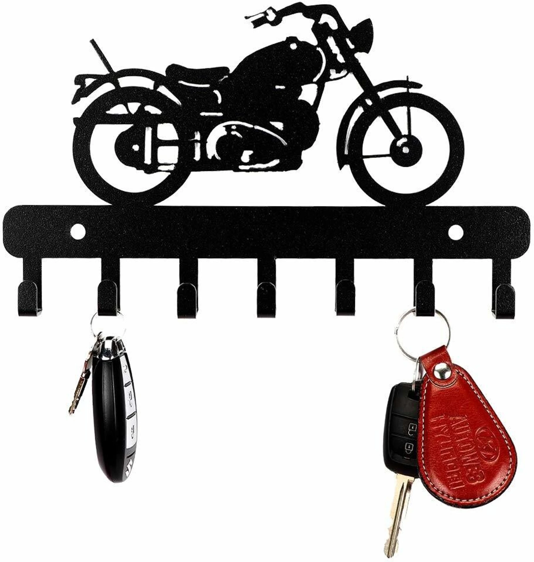 METAL CUT DESIGNER/DURABLE BIKE Iron Key Holder (7 Hooks, Black)