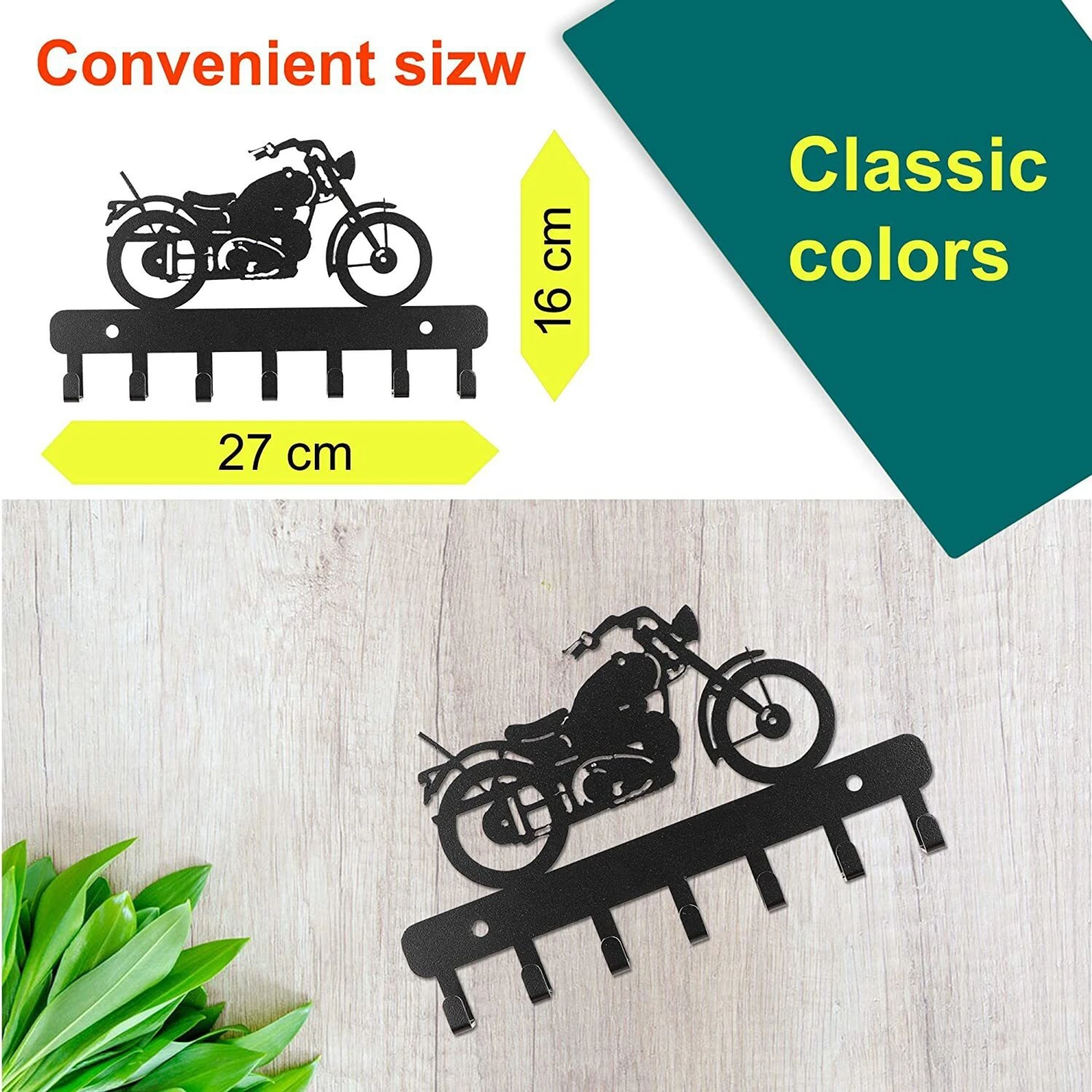 METAL CUT DESIGNER/DURABLE BIKE Iron Key Holder (7 Hooks, Black) - Image 5