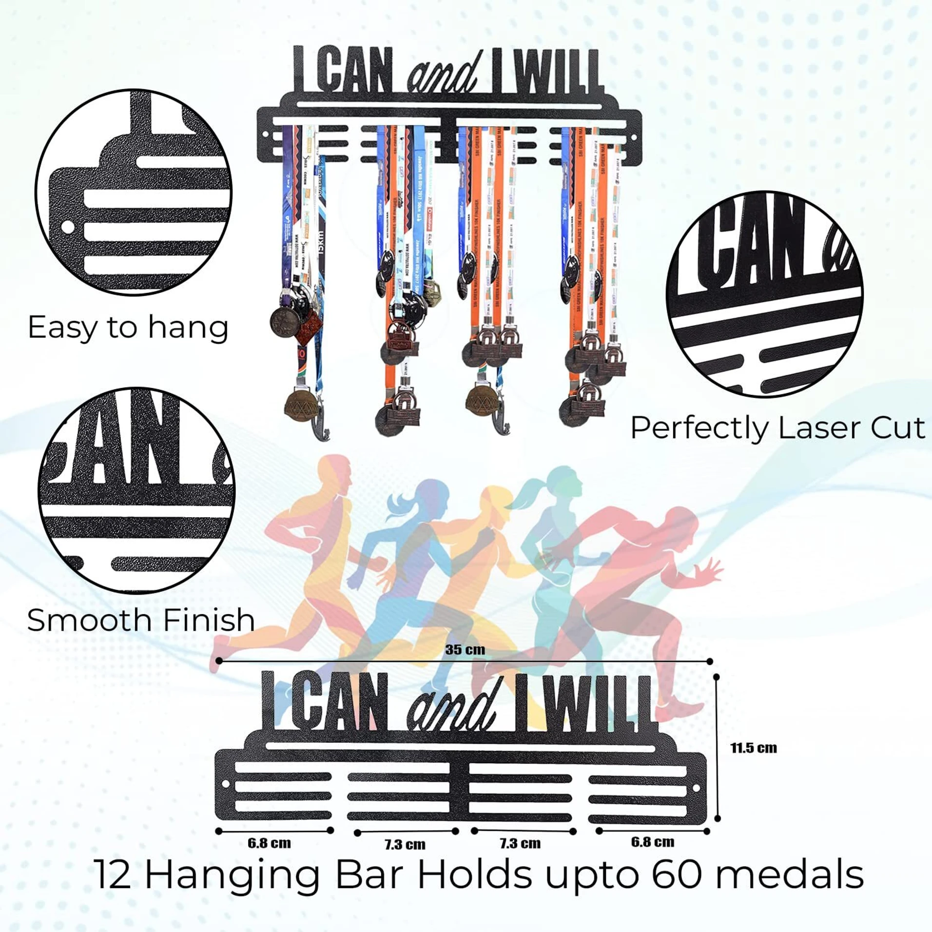 I Can I Will Metal Medal Hanger Medal (Medium) - Image 3