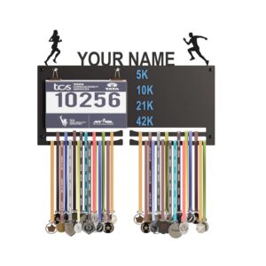 Personalized Marathon Bib & Medal Display Board | Running & Sports Achievement Holder | Hold Upto 40 Medals
