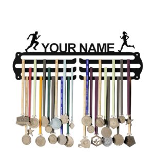 Personalized Medal Hangers for Wall - Hang Up to 60 Medals | Metal | Sports Medal Wall Display | Medal Holder | Black Glossy Finish