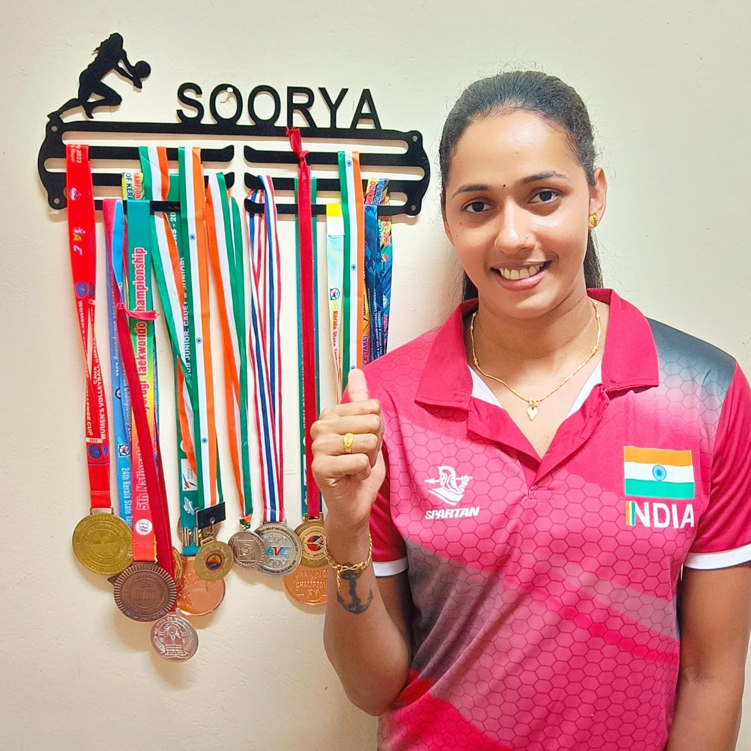 Personalized Medal Hangers for Wall - Hang Up to 60 Medals | Metal | Sports Medal Wall Display | Medal Holder | Black Glossy Finish - Image 3