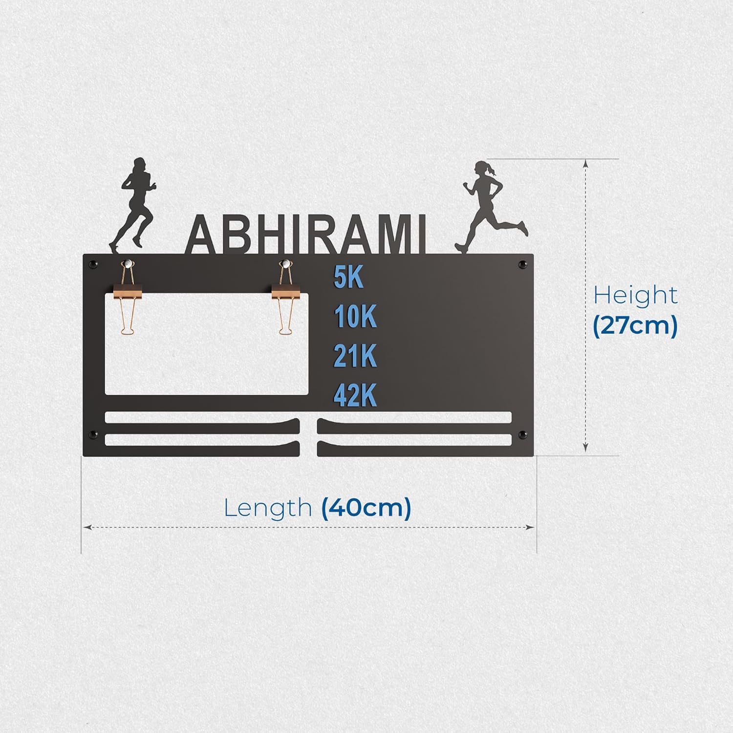 Personalized Marathon Bib & Medal Display Board | Running & Sports Achievement Holder | Hold Upto 40 Medals - Image 2