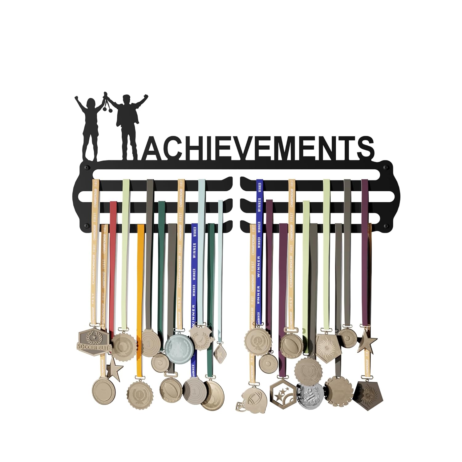 MEDAL HANGERS - Achievements Medal Holder - Large Metal Wall Display - Holds Up to 90 Medals - Black, Glossy Finish - Perfect for Kids and Athletes - Image 7