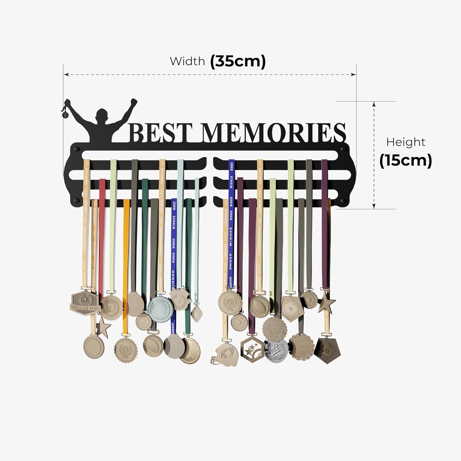 MEDAL HANGERS - Best Memories Medal Holder - Metal Wall Display - Holds Up to 60 Medals - Black, Glossy Finish - Perfect for Kids and Athletes - Image 6