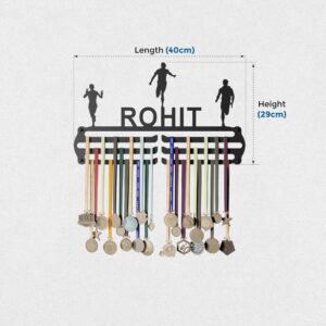 MEDAL HANGERS - Personalized Medal Hangers for Wall - Hang Up to 60 Medals | Metal | Sports Medal Wall Display | Medal Holder | Black Glossy Finish
