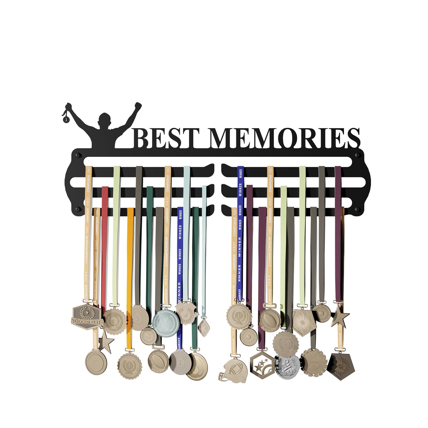 MEDAL HANGERS - Best Memories Medal Holder - Metal Wall Display - Holds Up to 60 Medals - Black, Glossy Finish - Perfect for Kids and Athletes - Image 7
