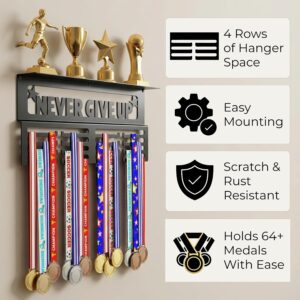 Never Give Up" Medal Hanger