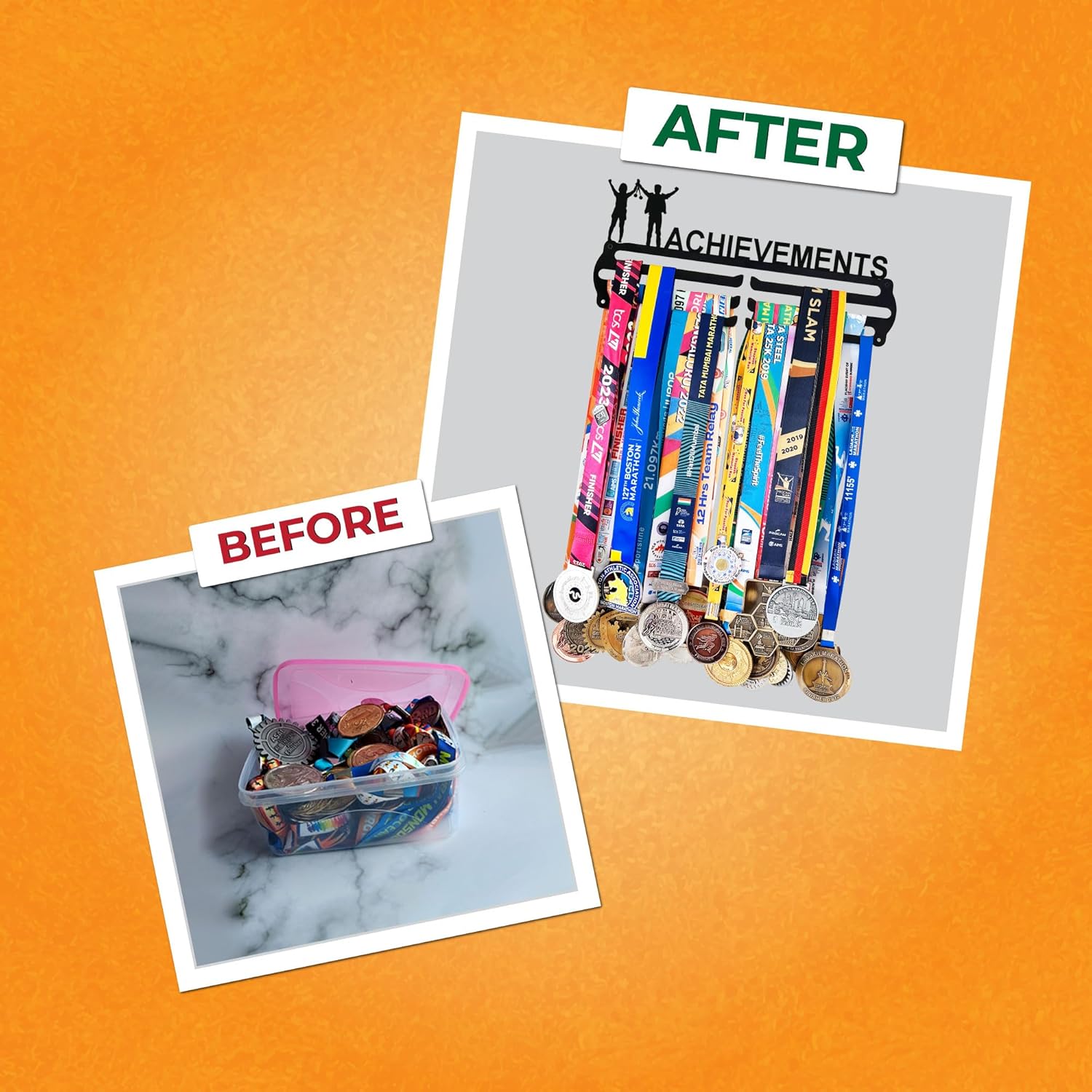 MEDAL HANGERS - Achievements Medal Holder - Large Metal Wall Display - Holds Up to 90 Medals - Black, Glossy Finish - Perfect for Kids and Athletes - Image 3