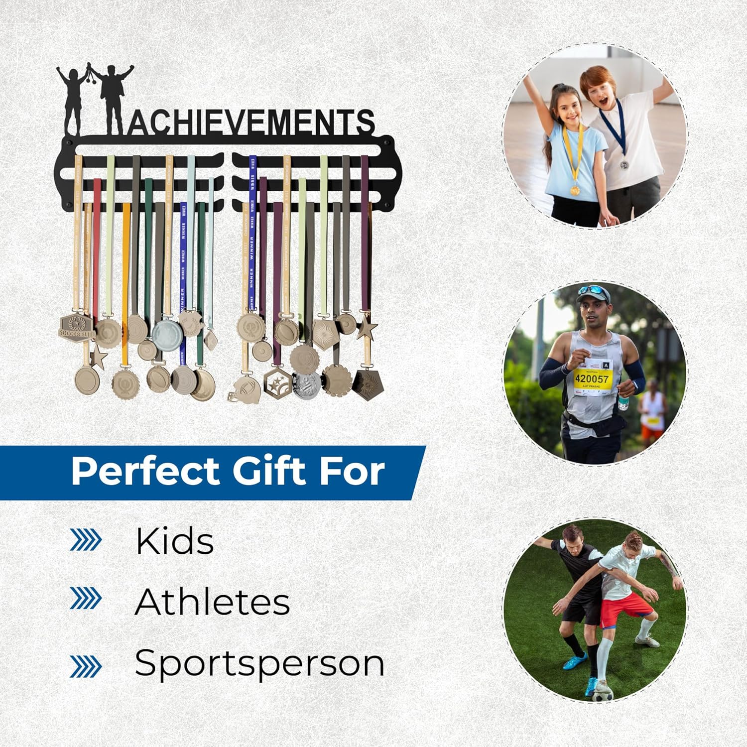MEDAL HANGERS - Achievements Medal Holder - Large Metal Wall Display - Holds Up to 90 Medals - Black, Glossy Finish - Perfect for Kids and Athletes - Image 5