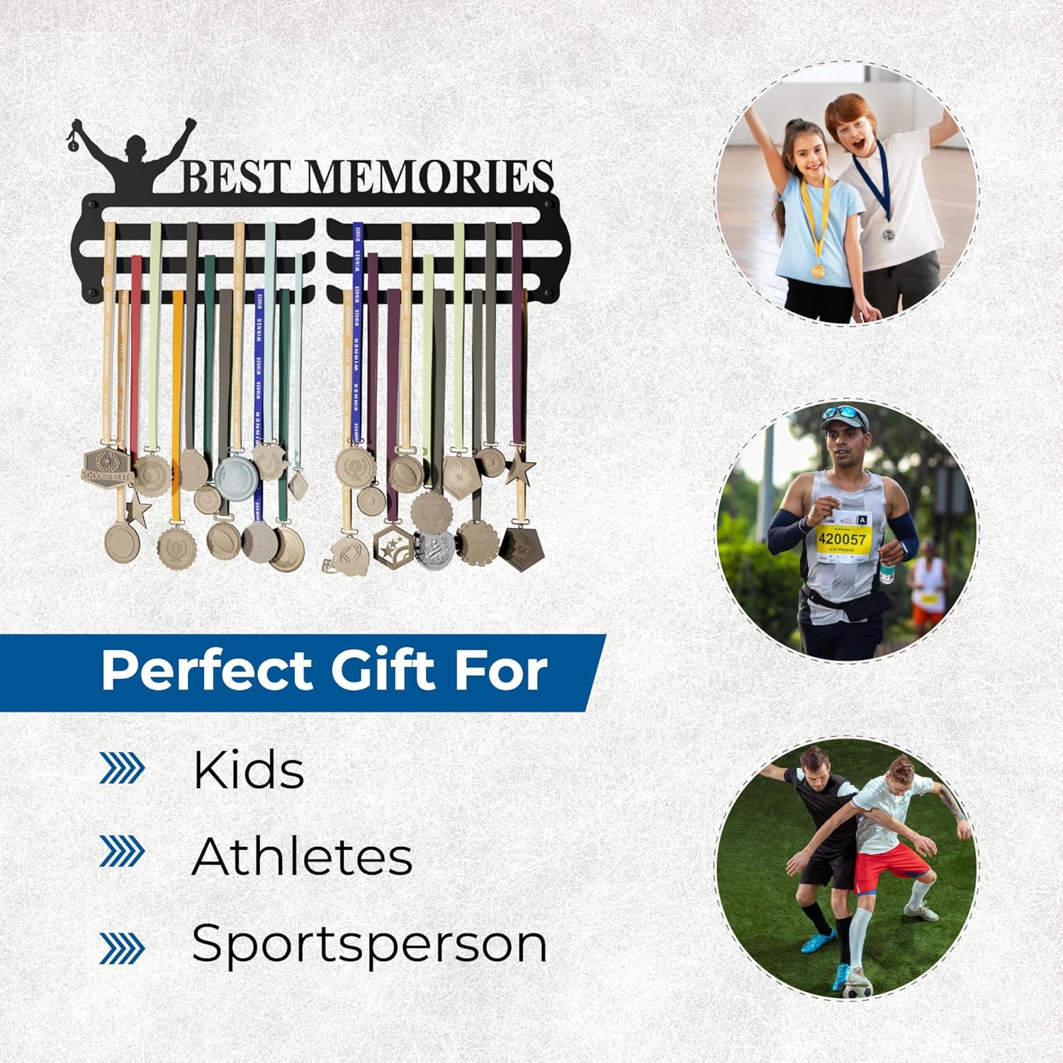 MEDAL HANGERS - Best Memories Medal Holder - Metal Wall Display - Holds Up to 60 Medals - Black, Glossy Finish - Perfect for Kids and Athletes - Image 5