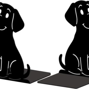 Metal Dog Bookends Set of 2 | Heavy Duty Decorative Non-Slip Puppy Book Holder Stand for Bookshelves, Study Table, Office Desk & Home Library | Gift for Book Lovers